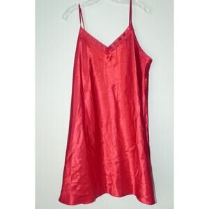 Secret Treasures Red Satin Slip Dress XL Chemise Nightgown Coquette Feminine